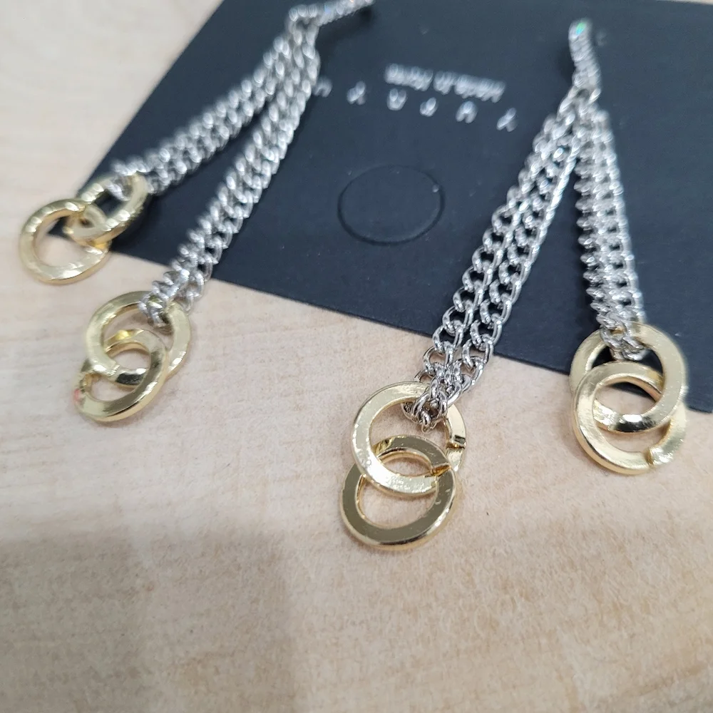 Brand New Gold & Silver Chain Dangle Earrings - Picture 5 of 6